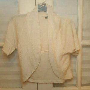 Cream Cropped Knit Sweater